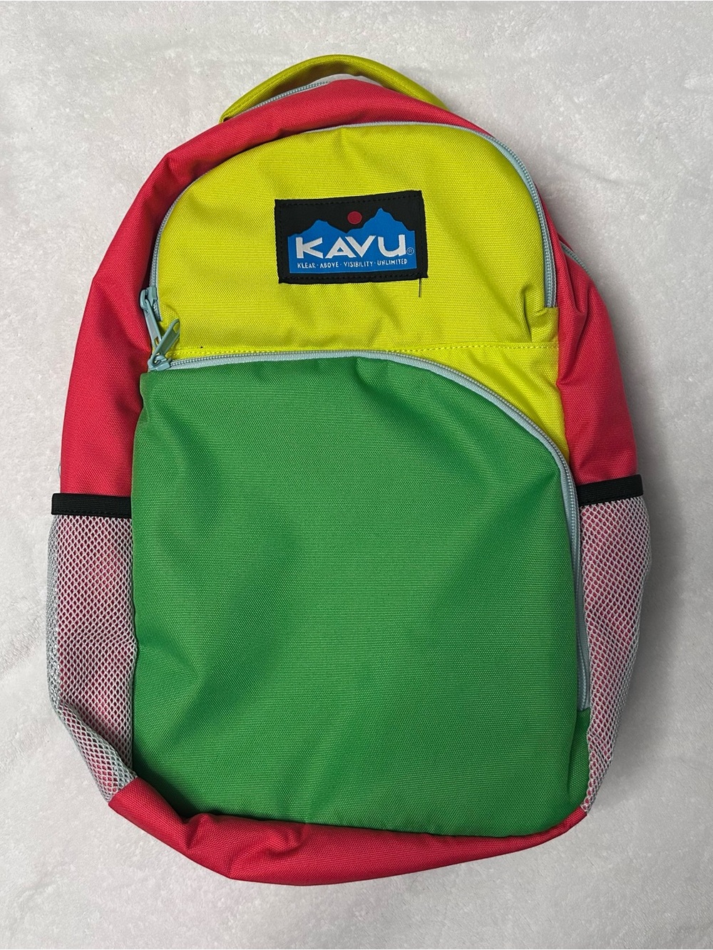Kavu Tri-Color Backpack in Green, Yellow & Pink